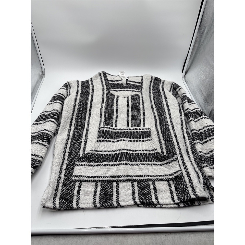 Sunspecs Pull Over Hoodie‎ Mens Made In Mexico Woven Size Large Black And White